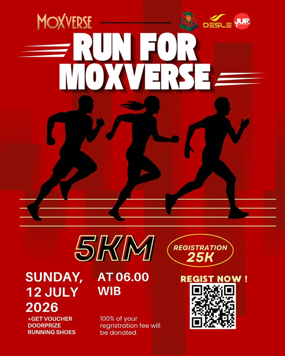 Yuk jadi bagian dari Run for Moxverse 5K! Ajakin semua temen temen buat jadi bagian dari Moxvers